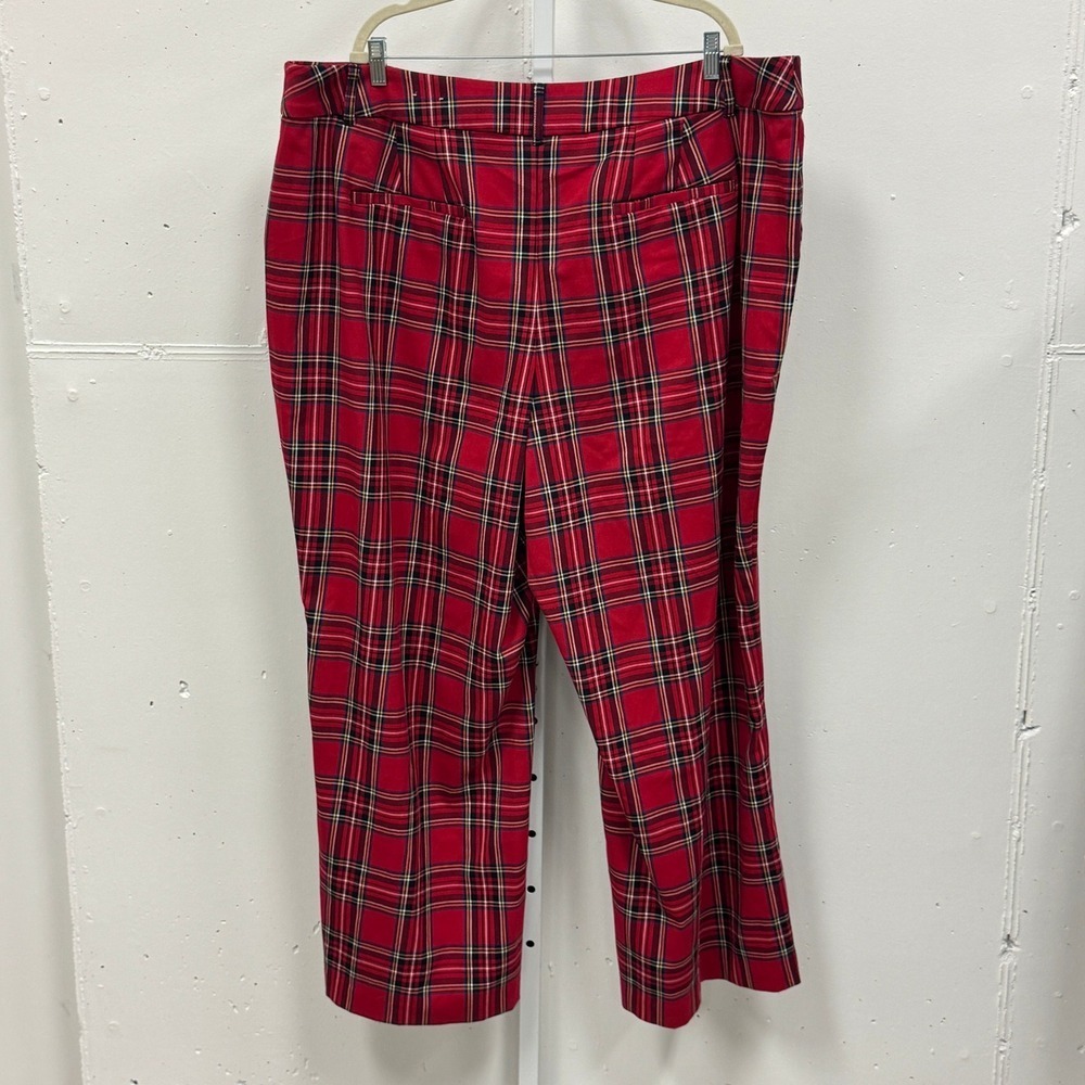 Lane Bryant Red Plaid Wide Leg Dress Pants Plus Size 24 Holiday Tartan Trousers